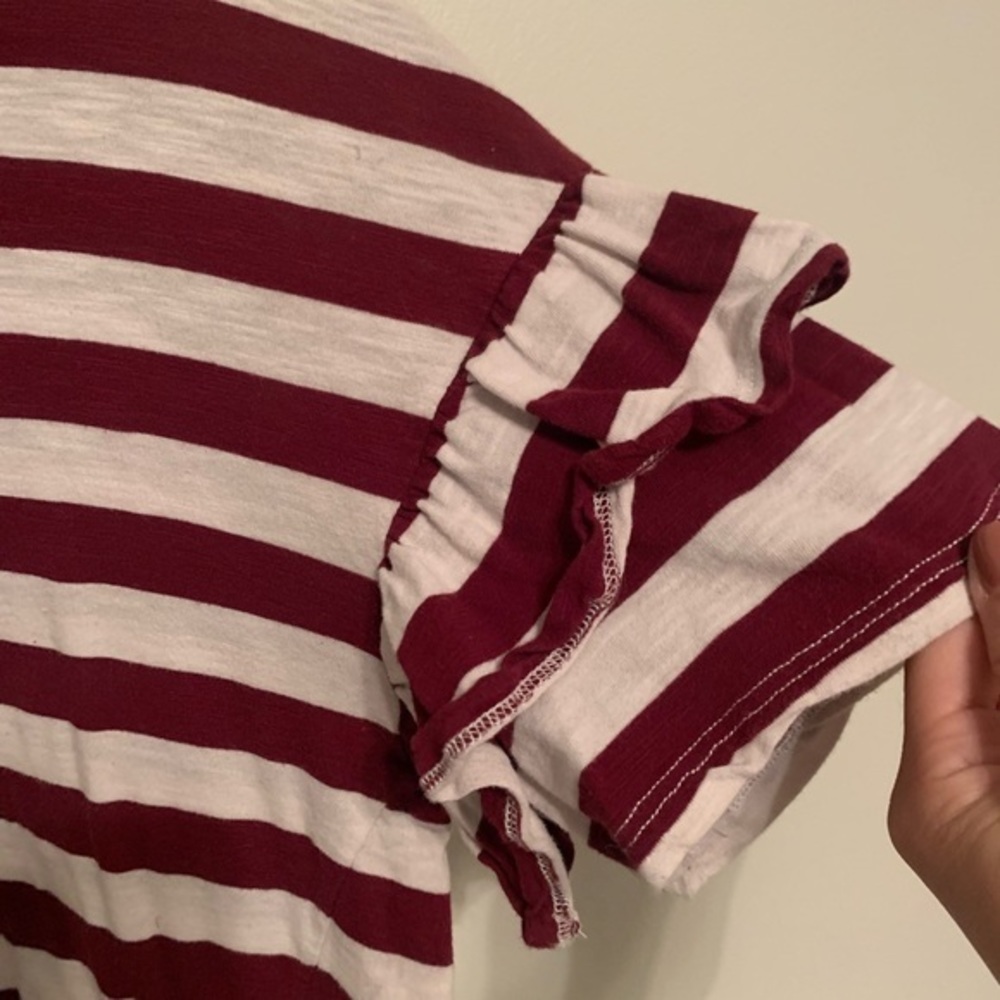 Universal Thread-Maroon Stripped Ruffle Sleeve Top - image 3